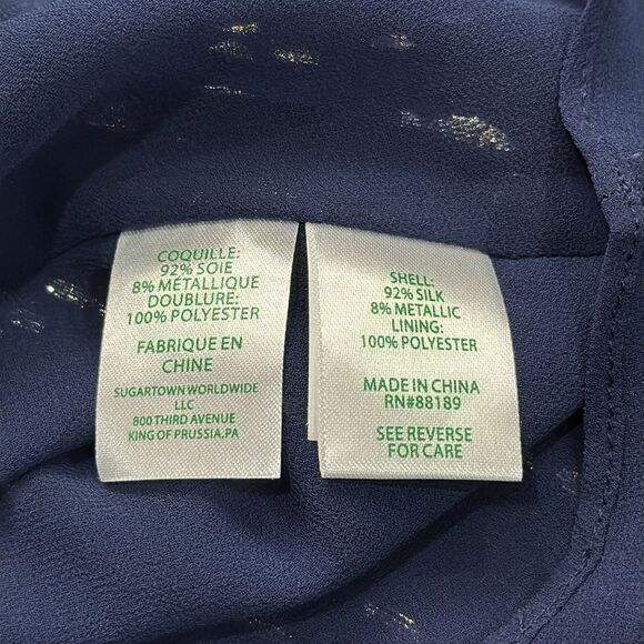 NWT Lilly Pulitzer Women's Sarita Long Sleeve Silk Metallic Baby Doll size 6 - Picture 6 of 8